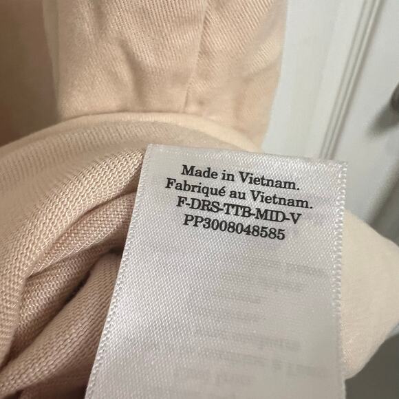 Everlane The Tencel V-Neck Dress Midi Beige Tan Women's Size Medium Modest - Picture 9 of 12